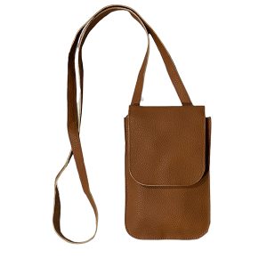 Bandolera eco-cuero porta celular AM. Marrón
