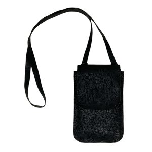 Bandolera eco-cuero porta celular AM. Negro