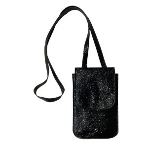 Bandolera eco-cuero porta celular AM. Gli-Negro