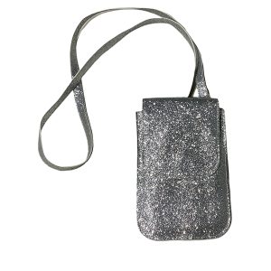 Bandolera eco-cuero porta celular AM. Gli-Plata