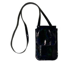 Bandolera eco-cuero porta celular AM. Torno Negro