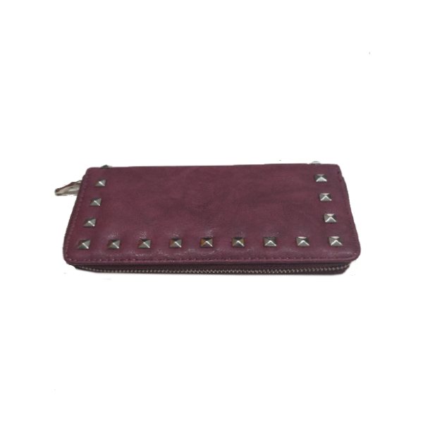 Billetera Ch. EC-2042. Bordó con tachas