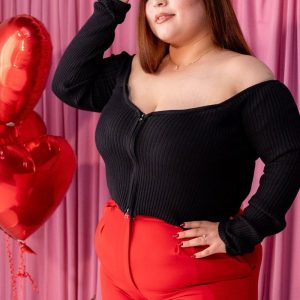 Blusa Canalé con Zipper Frontal