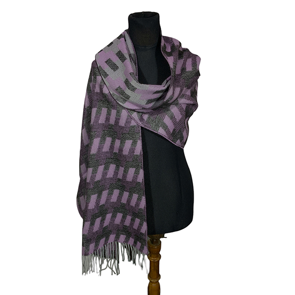 Bufandon XXL Angosto FA. 23-Pied de Poule-Lila - Imagen 2