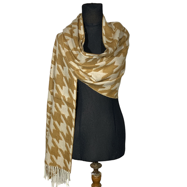 Bufandon XXL Angosto FA. 23-Pied de Poule-Beige - Imagen 2