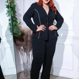 Set Pantalón y Jacket Vestir Negro | Talla Extra Plus Size