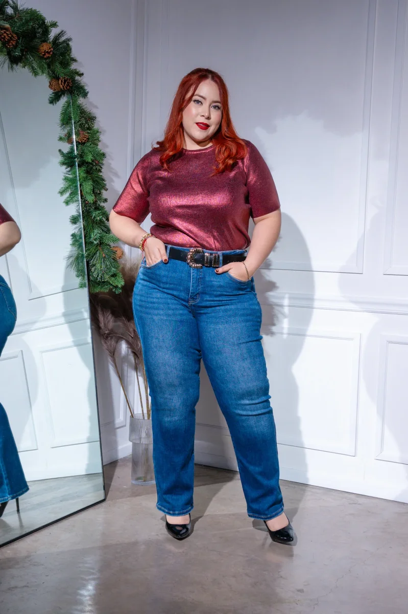 Jeans Cropped Curvy Recto Liso Oscuro - Imagen 7