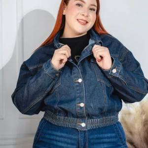 Chamarra Curvy Denim Oscura Clásica Atemporal Versátil