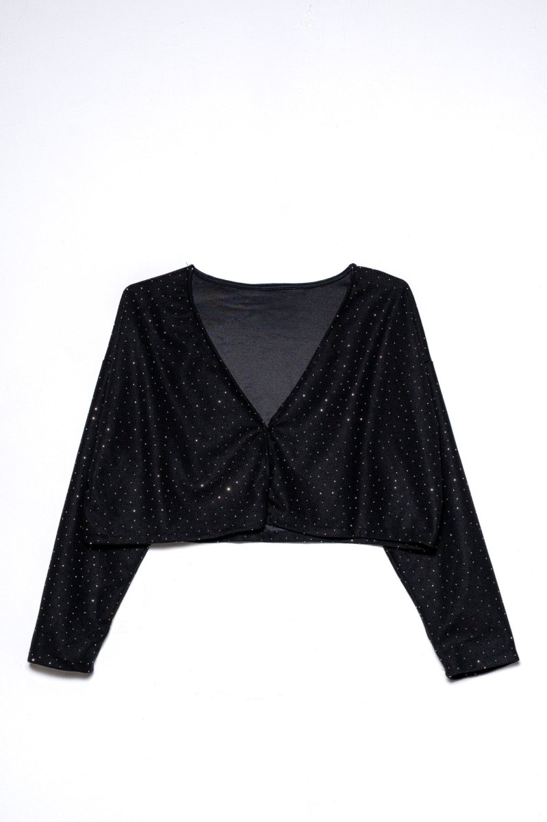 Blusa Curvy Manga Larga Crop con Brillos Statement Glam - Imagen 4