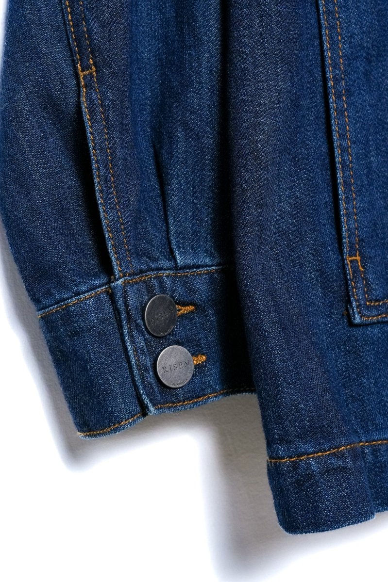 Chamarra Curvy Denim con Cuero Edge Premium Statement - Imagen 5