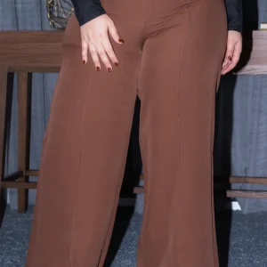 Pantalón Palazo Curvy Vestir Café Corte Fluido