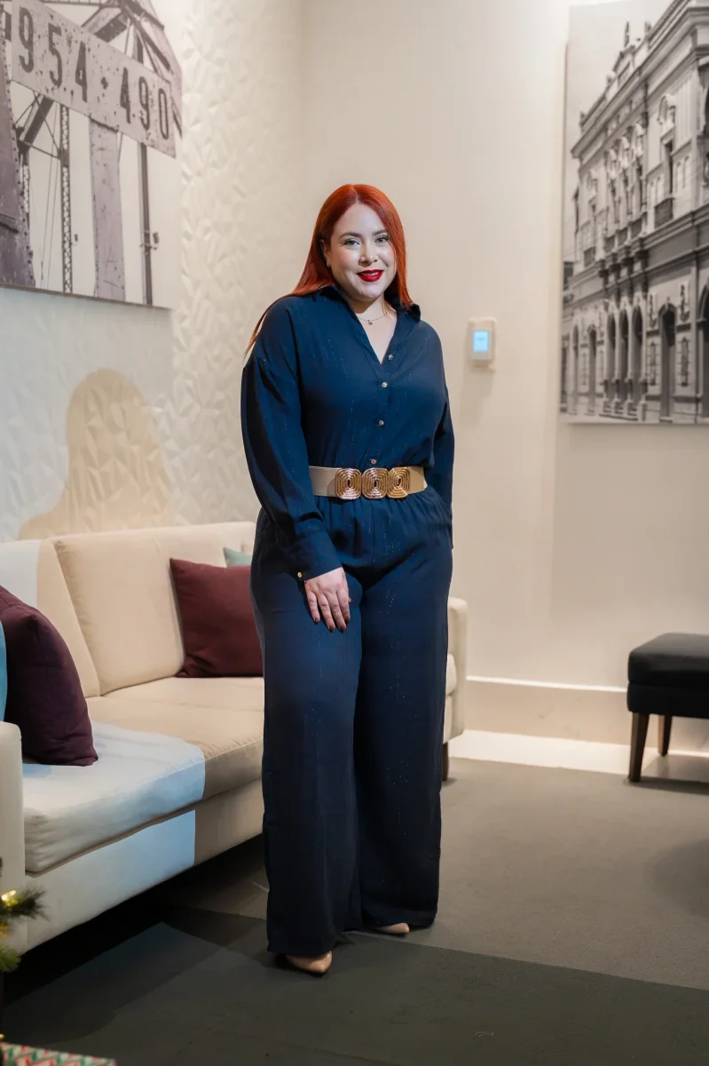 Set Curvy Pantalón Líneas Brillos Azul Talla Extra - Imagen 5