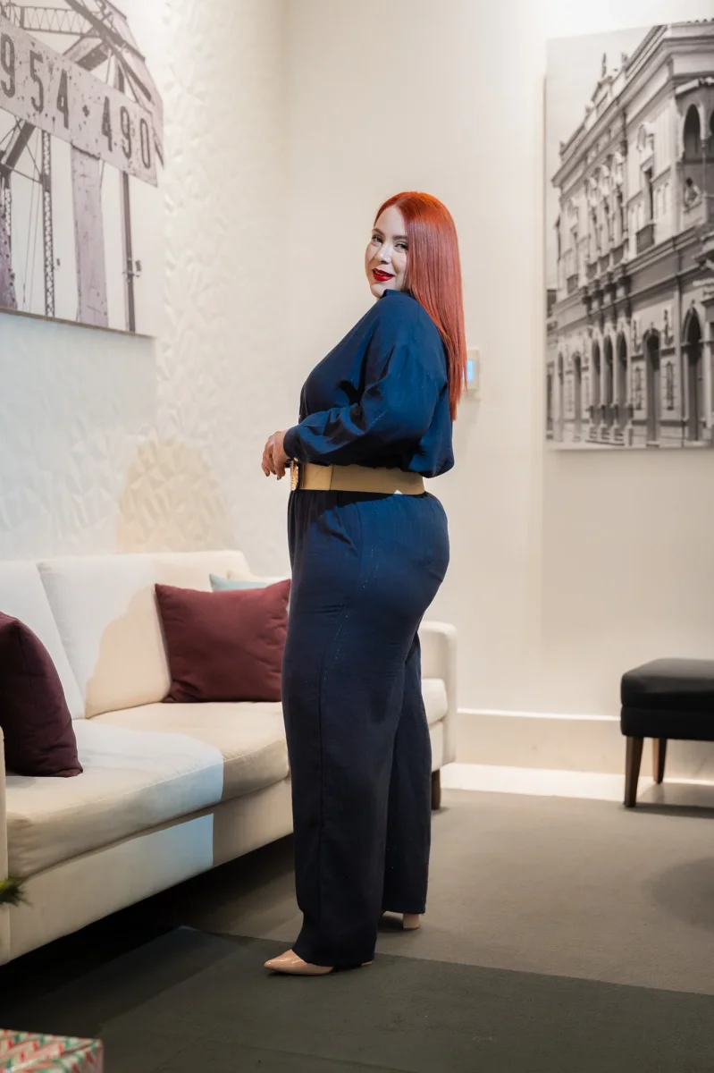 Set Curvy Pantalón Líneas Brillos Azul Talla Extra - Imagen 4