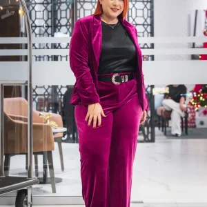 Set pantalon gamuza magenta