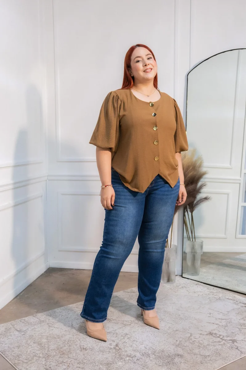 Jeans Cropped Curvy Recto Liso Oscuro