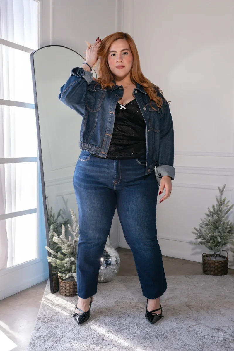 Blusa Curvy Tirantes con Brillos Negra Statement Eventos Noche - Imagen 5