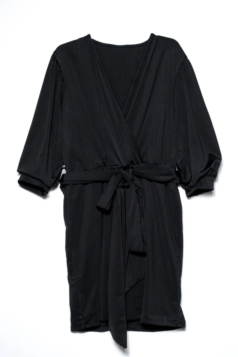 Vestido Curvy Corto con Lazo Formal Negro Elegante Atemporal - Imagen 4