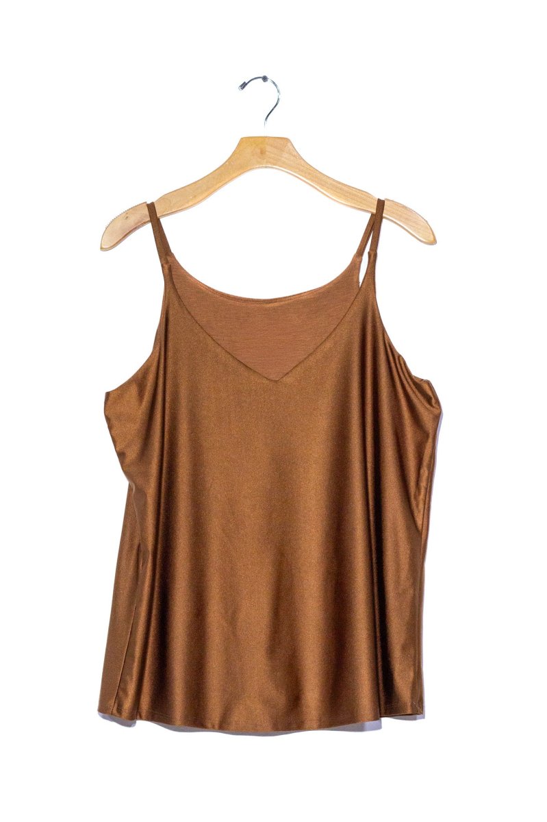 Blusa Curvy Tirantes Satín Azul o Café Brillo Sutil Versátil - Imagen 9