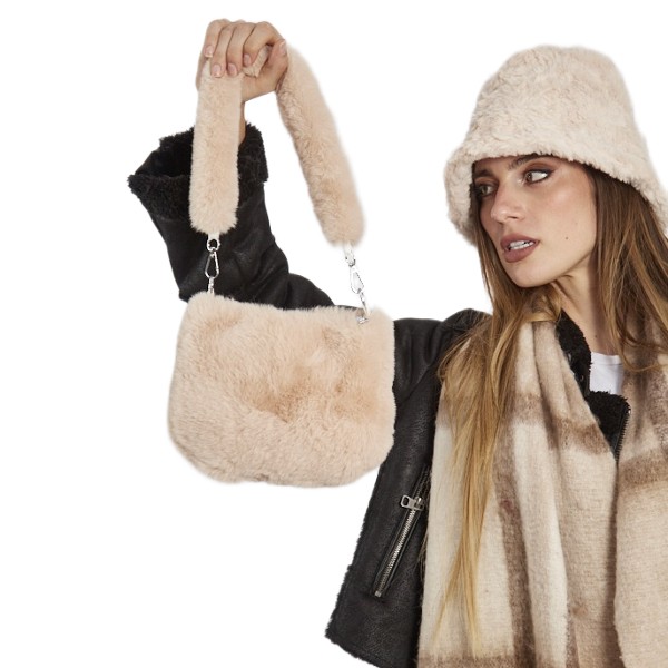 Cartera Peluda K3801-14 Beige - Imagen 5
