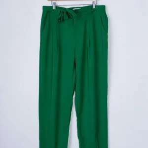 Pantalón Curvy Recto Lazo Verde Cintura Marcada
