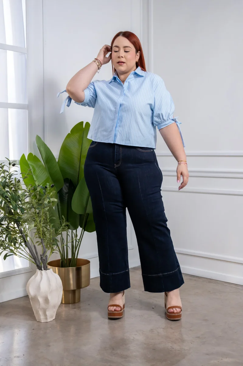 Jeans Curvy High Rise Crop Oscuros Cintura Alta Tobillo - Imagen 9