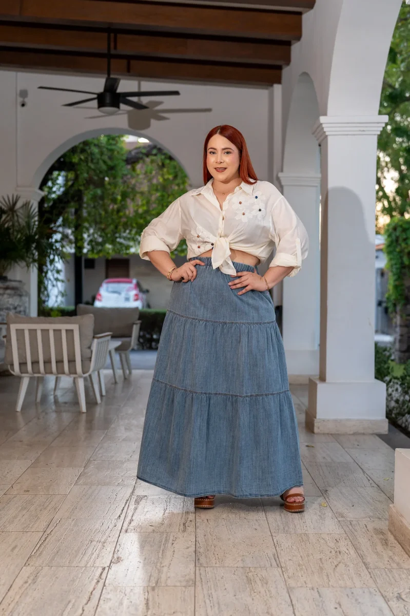 Camisa Floral Bordada Beige | Talla Extra Plus Size - Imagen 5