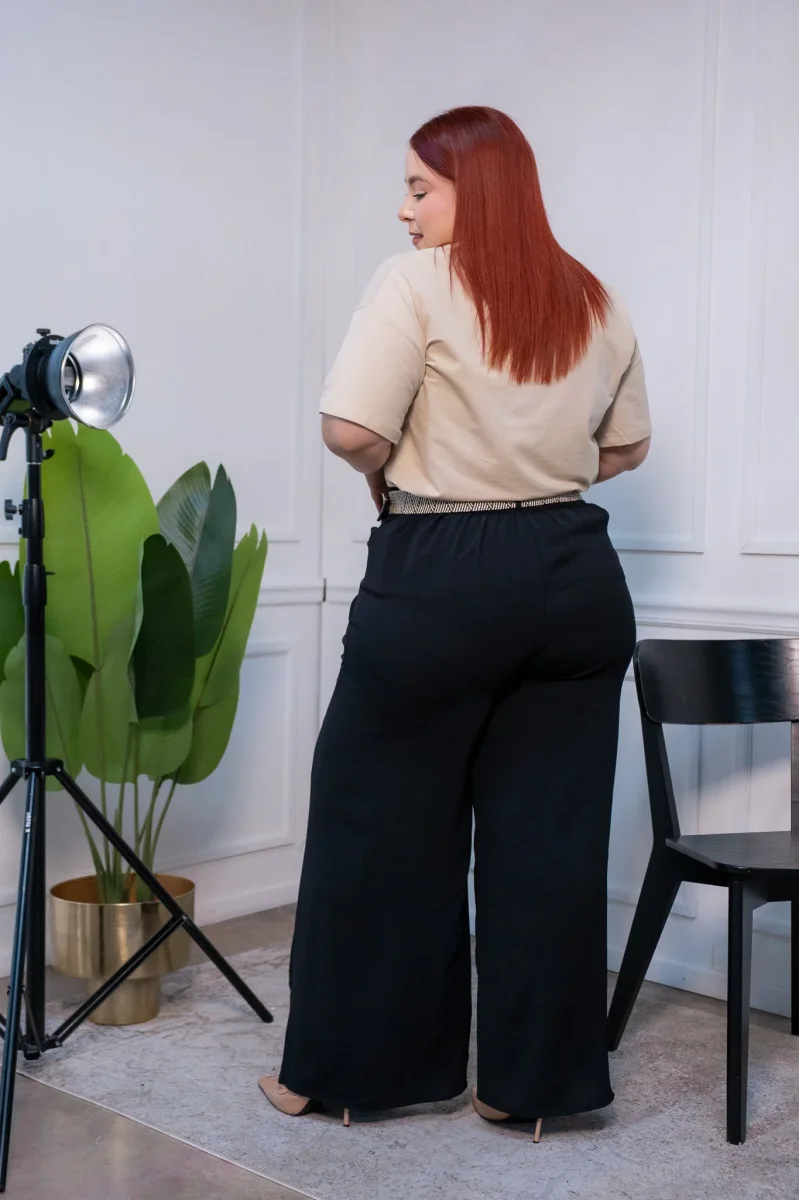 Pantalón Curvy Casual Holgado Cintura Elástica con Cinto - Imagen 5