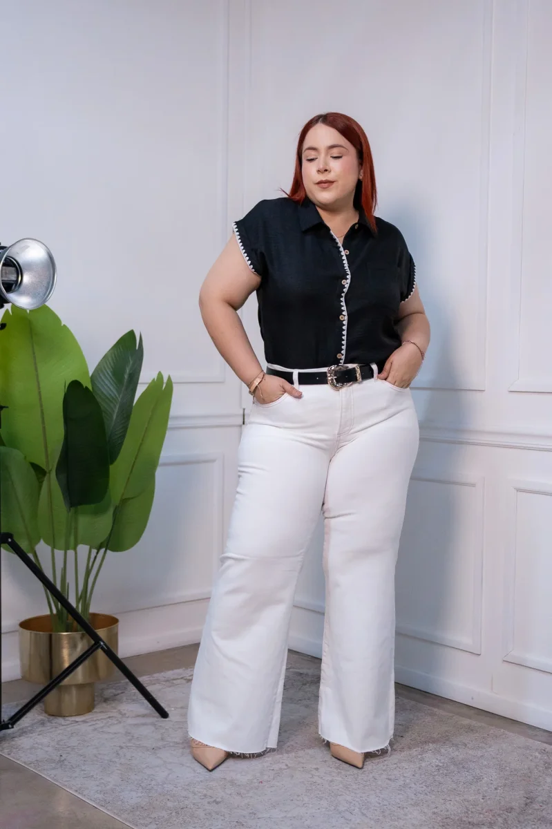 Jeans Curvy Acampanados Stretch Cintura Alta Versátil Diario - Imagen 7