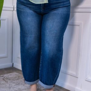 Jeans Curvy Pierna Ancha Cintura Alta Moda Casual Versátil