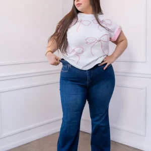 Jeans Curvy Recto Oscuro Tiro Alto Stretch Realza Curvas