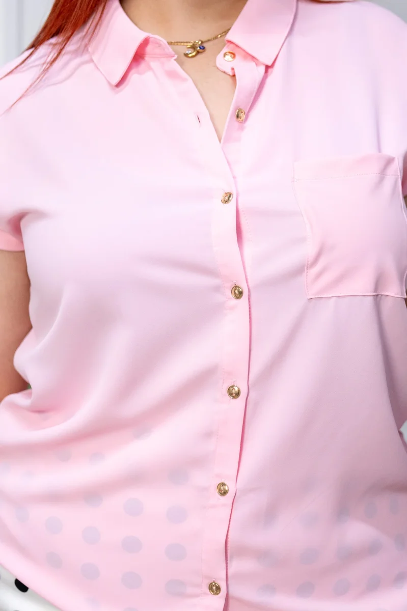 Camisa Curvy Rosa Manga Corta Tela Fresca Ligera Verano - Imagen 6