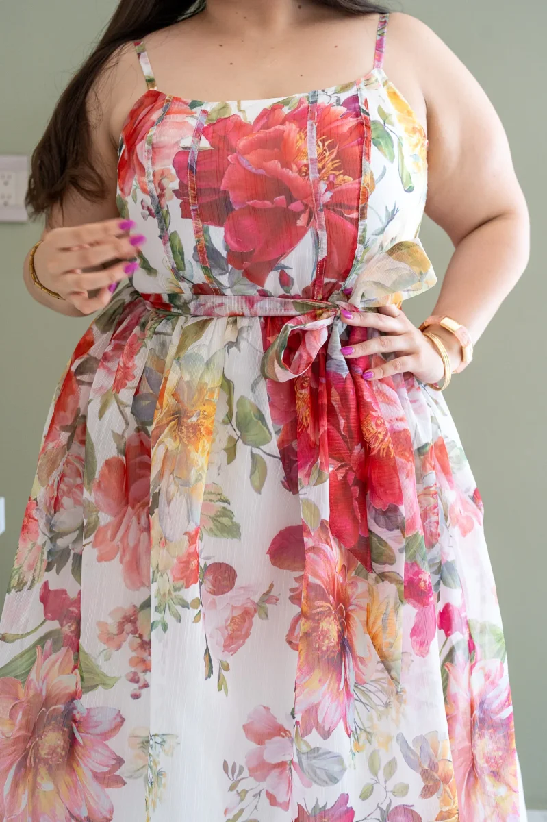 Maxi Vestido Curvy Tul Estampado Espalda Elástica Statement - Imagen 5