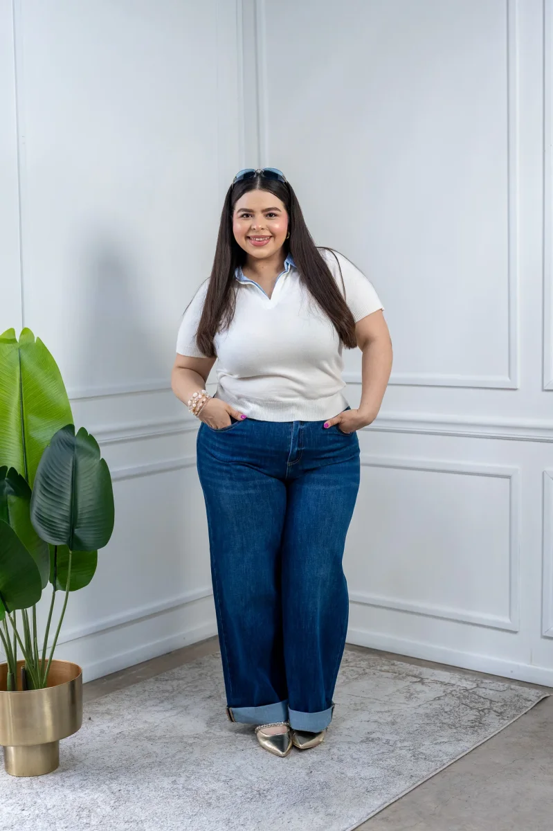 Jeans Curvy Barrel Tiro Alto Denim Pierna Curva Estilizadora - Imagen 4