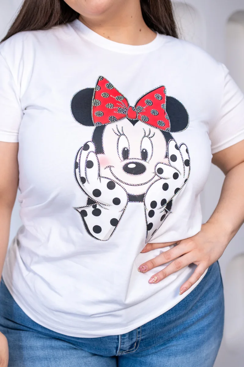 Playera Curvy Animada Polka Blanca Talla Extra - Imagen 4