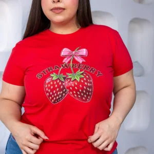 Playera Curvy Strawberry Roja Talla Extra