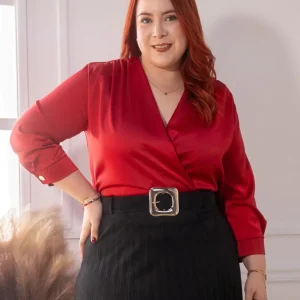 Body Curvy Cruzado Satín Rojo Brillo Statement Eventos