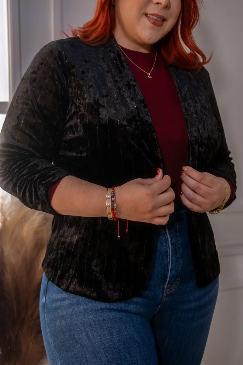 blazer terciopelo NEGRO - Imagen 5