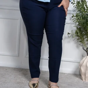 Pantalón Curvy Vestir Azul Marino con Cinto Look Profesional