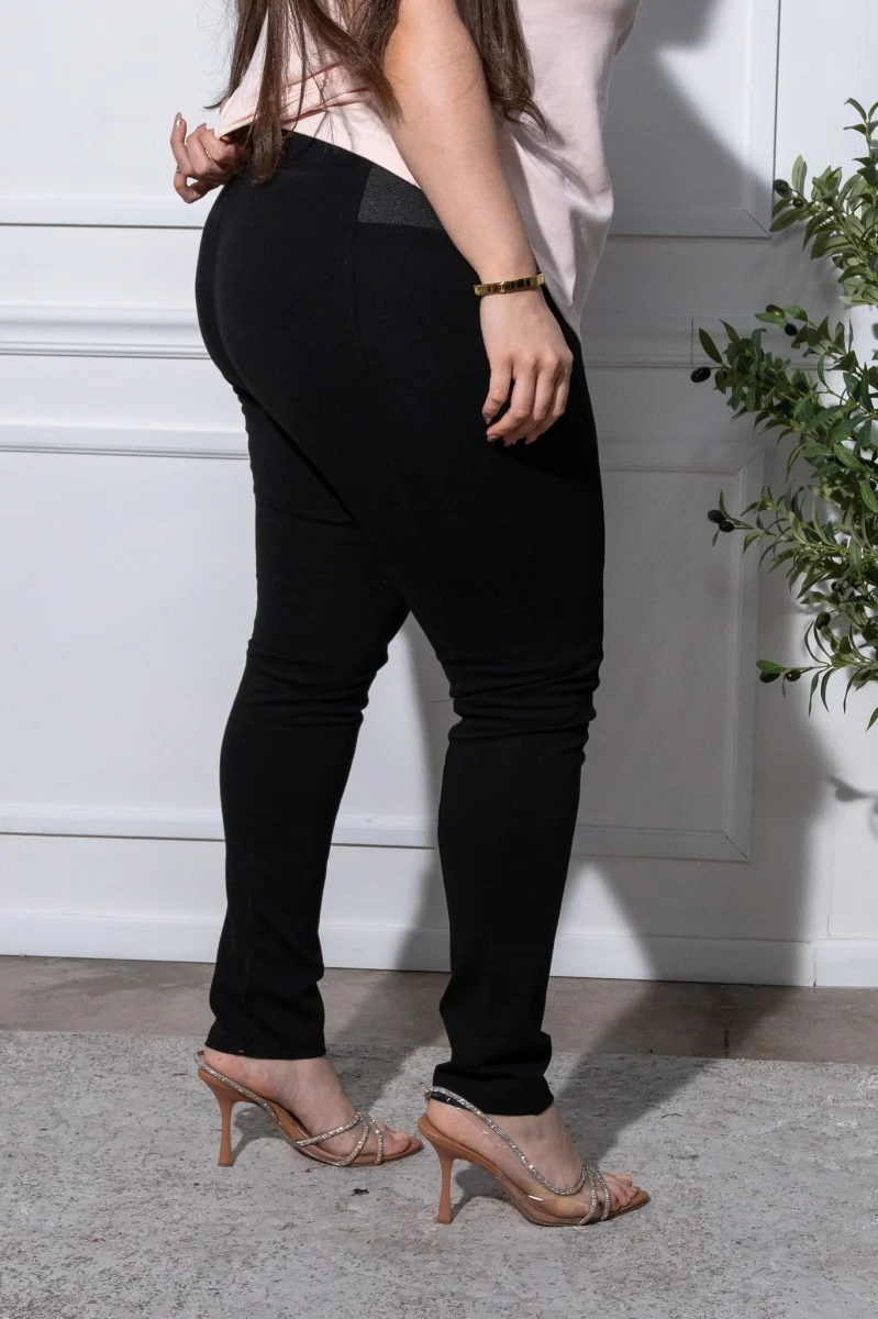 Pantalón Curvy Tipo Legging Negro Cintura Alta Elástica - Imagen 5
