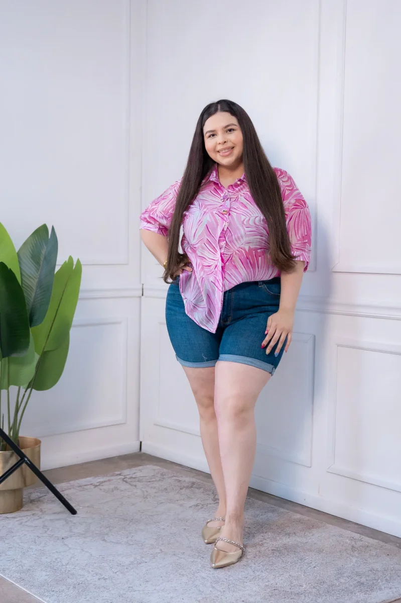 Camisa Curvy Olgada Gasa Estampado Floral Ligera Fresca