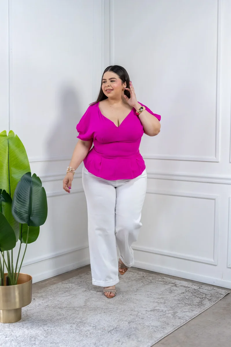 Jeans Curvy Barrel Blanco Stretch Tiro Alto Statement Verano - Imagen 7