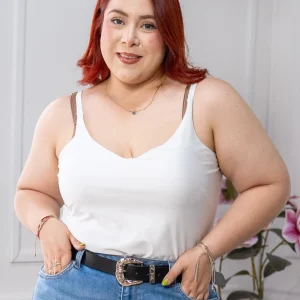 Blusa Curvy Tirantes Satín Blanco o Rojo Brillo Sutil Elegante