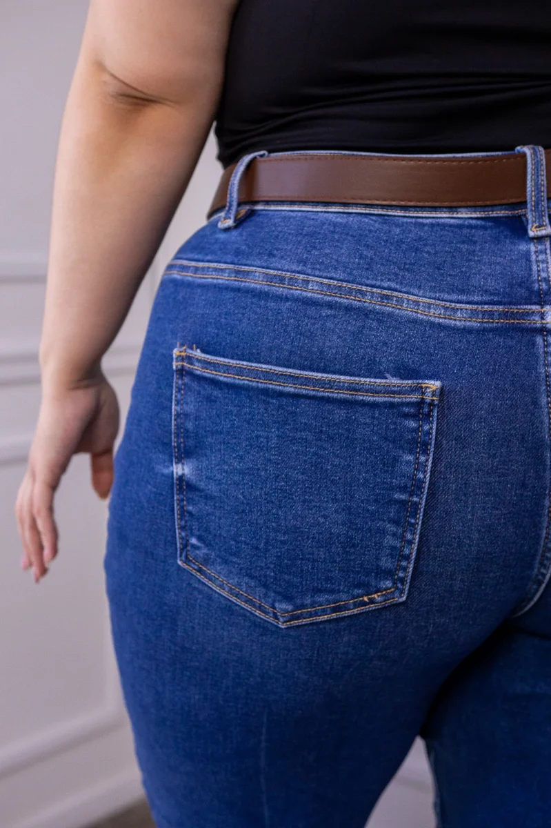 Jeans Curvy Recto Crop Cintura Alta Azul Oscuro - Imagen 6