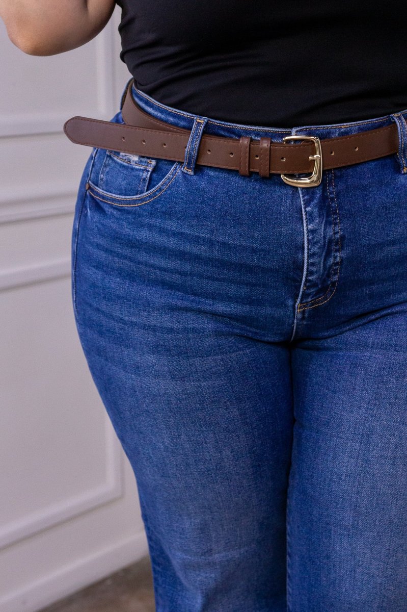 Jeans Curvy Recto Crop Cintura Alta Azul Oscuro - Imagen 7