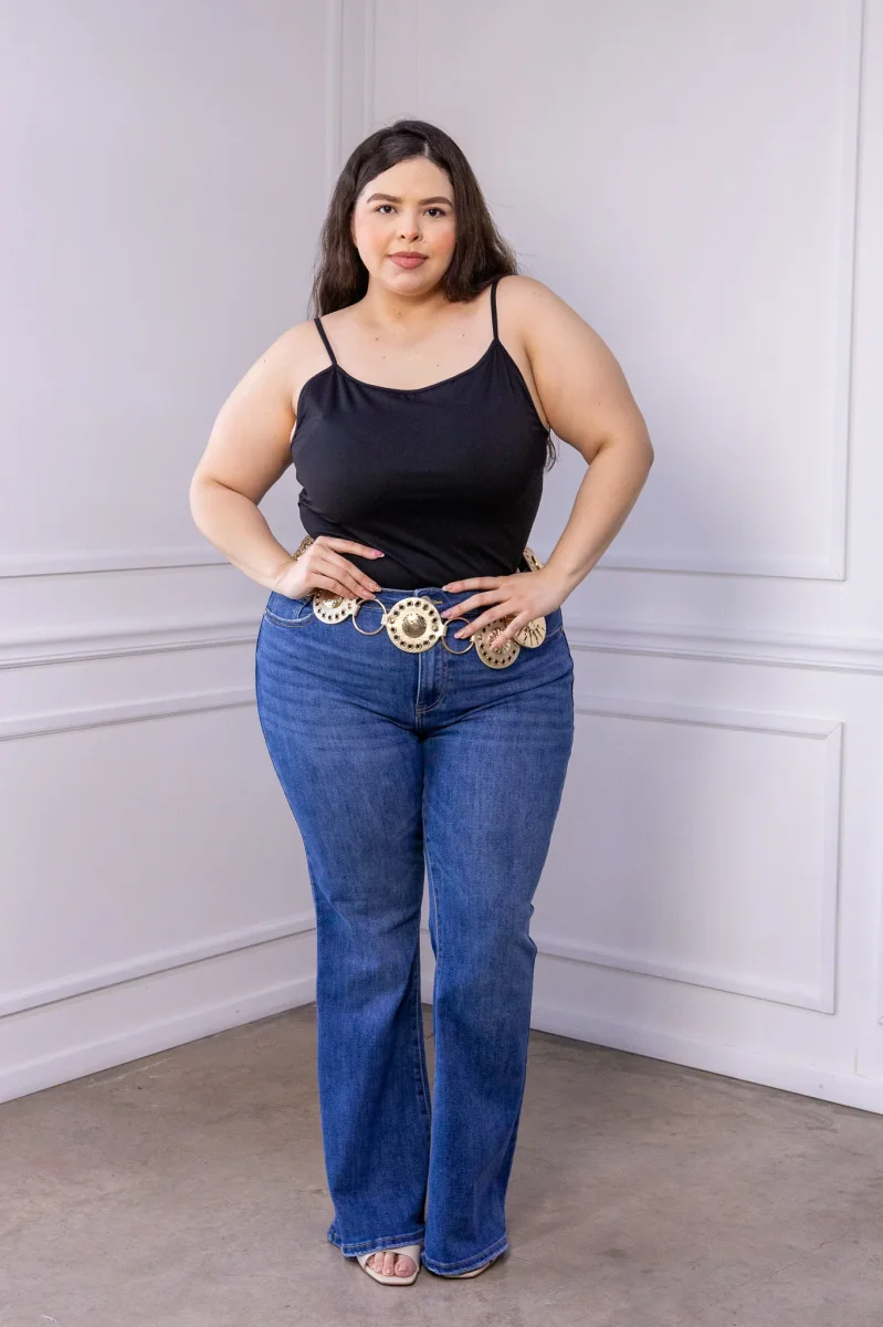 Blusa Curvy Tirantes Licra Negra Básica Esencial