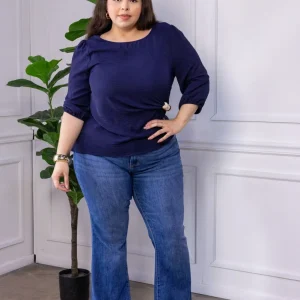 Jeans Curvy Bell Bottom Campana Deslavado Cintura Alta Azul