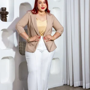 Blazer Curvy Oficina Forro Stretch Versátil Profesional
