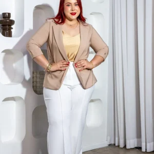 Pantalón Curvy de Vestir Wide Leg Blanco Talla Extra