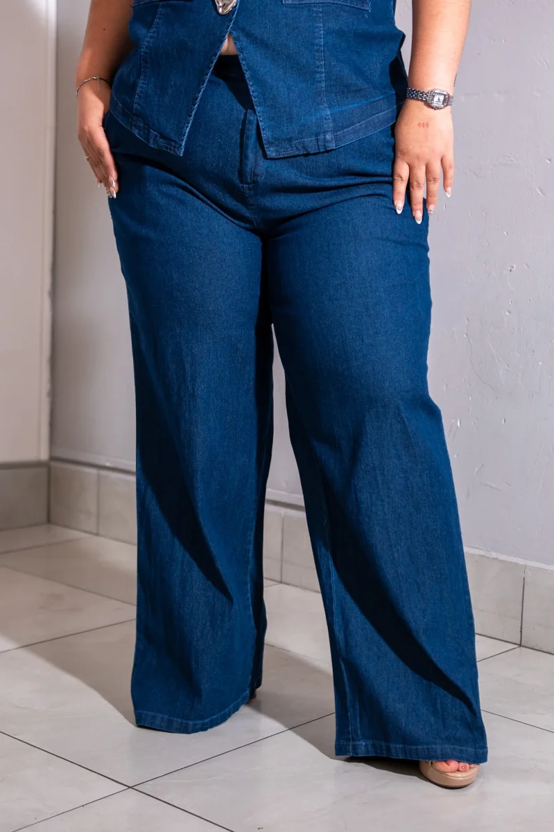 Set Curvy Chaleco y Pantalón Ancho Denim Oscuro - Imagen 5