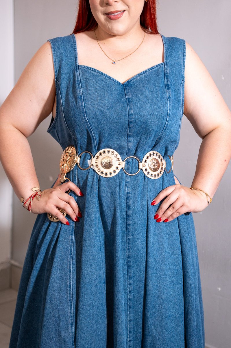 Maxi Vestido Curvy Denim Corte A Sweetheart - Imagen 4
